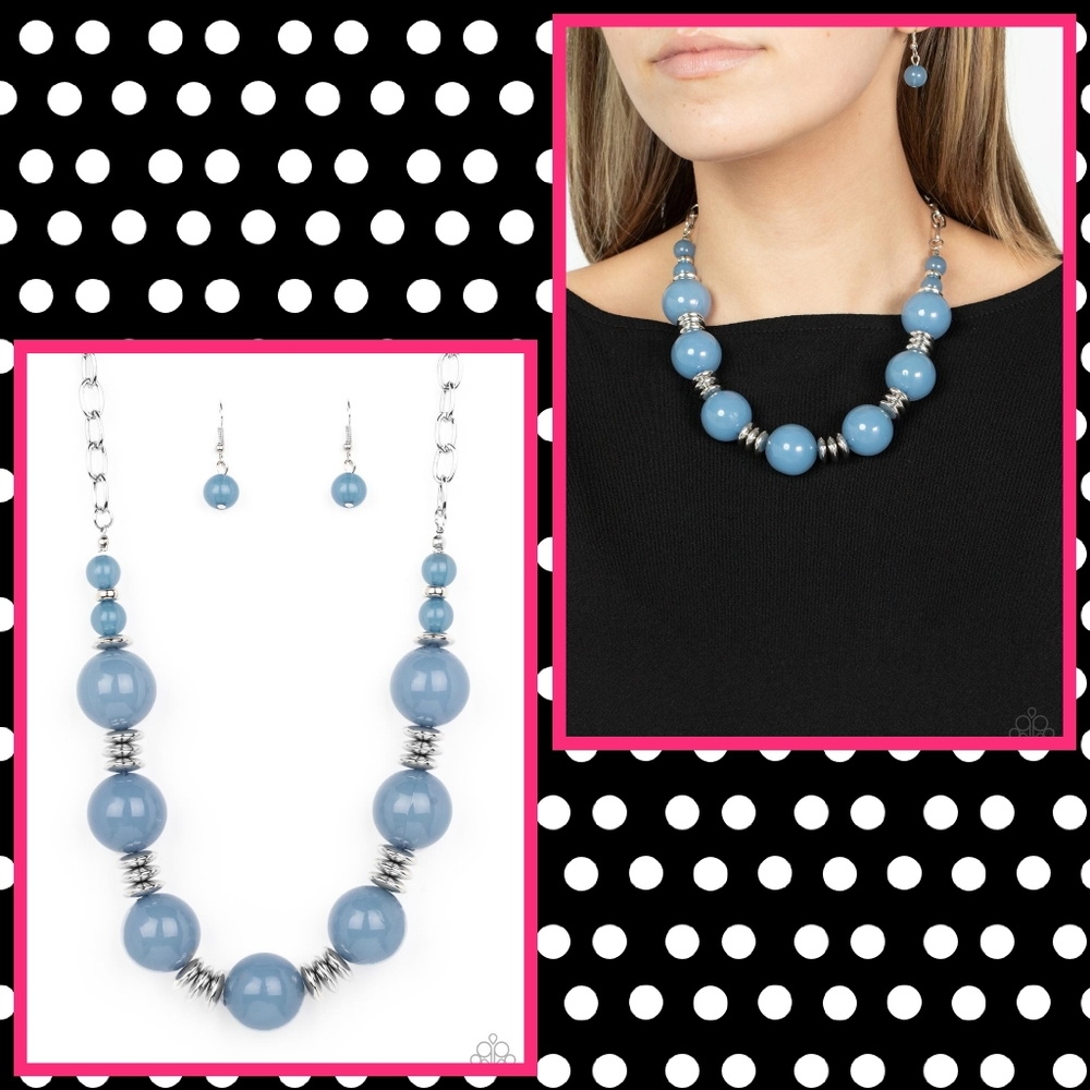 2/$10 Paparazzi Race to the POP - Blue Necklace